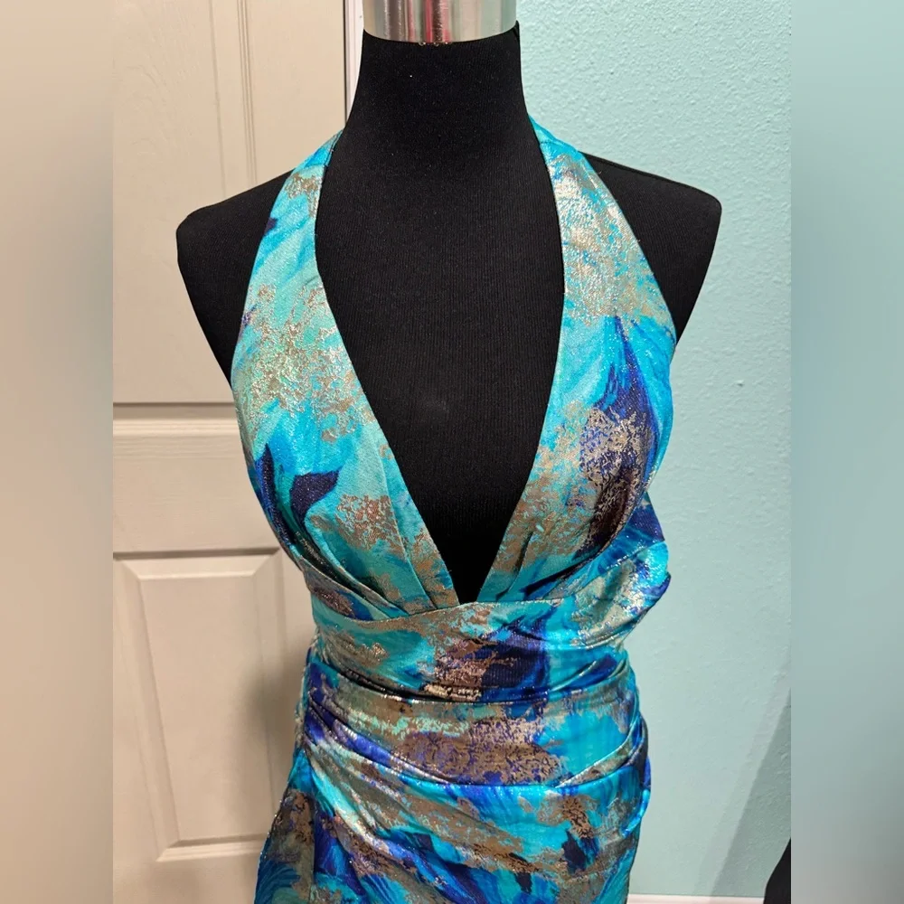 RAMY BROOK Hughes V-neck Midi Dress In Blue Floral NWT - Picture 2 of 7
